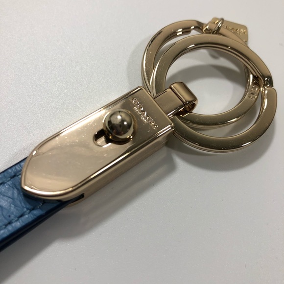 🎁 Coach Blue Leather Double Valet Keychain NWOT - Picture 3 of 6